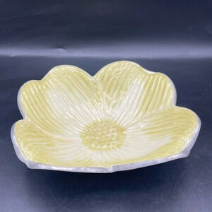 Julia Knight Daisy Dogwood‎ Bowl Platinum Yellow Enamel